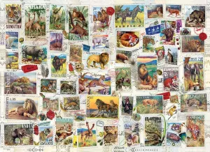 Vintage Stamps: Wildlife - 500pc Jigsaw Puzzle by Eurographics