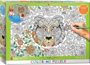 Color Me Puzzle: Tiger - 500pc Color Yourself Jigsaw Puzzle by Eurographics