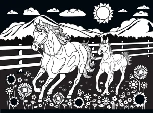 Velvet Coloring: Horse and Pony - 60pc Jigsaw Puzzle by Masterpieces