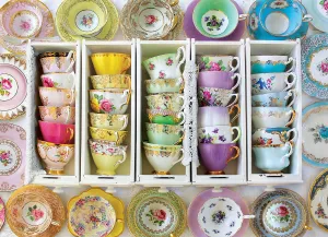 Colorful Tea Cups - 1000pc Jigsaw Puzzle by Eurographics