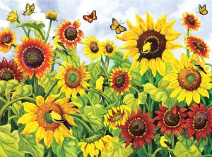 Sunflowers &amp; Goldfinches - 1000pc Jigsaw Puzzle By Sunsout