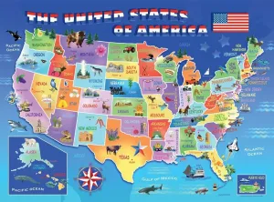 USA State Map - 100pc Jigsaw Puzzle by Ravensburger