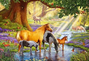 Horses By the Stream - 1000pc Jigsaw Puzzle By Castorland