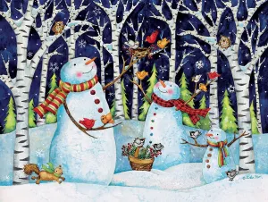 Birch &amp; Snowmen - 500pc Jigsaw Puzzle by Lang