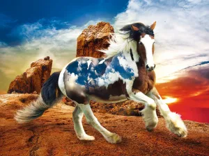 Into the Sunset - Heavenly Horses - 300pc Jigsaw Puzzle by Lafayette Puzzle Factory