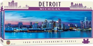 Cityscape: Detroit - 1000pc Panoramic Jigsaw Puzzle By Masterpieces