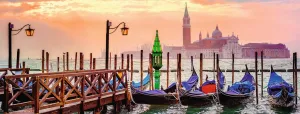 Gondolas in Venice - 1000pc Panoramic Jigsaw Puzzle By Ravensburger