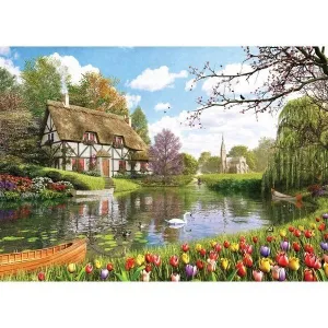 Picture Perfect II: Tulip Garden Cottage - 1000pc Jigsaw Puzzle by Holdson