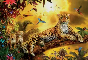 Leopard and His Cubs - 500pc Jigsaw Puzzle by Educa