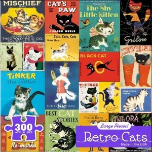 Retro Cats - 300pc Large Format Jigsaw Puzzle By Re-marks